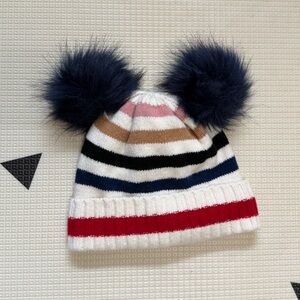 NWOT Baby Gap Knit Baby & Toddler Pom Stripe Beanie